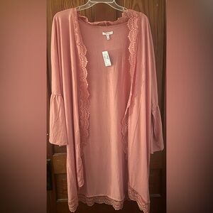 Maurices Blush Lace Accent Robe/Coverup/Jacket